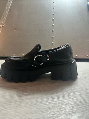 Black Chunky Platform Loafer with D-Ring Accent by Tokyo designer Eimy Istoire